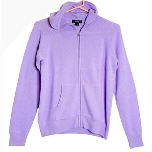 AQUA Girls Cashmere Hoodie Sweater XL Purple Zip Front Long Sleeve Knit Jacket
